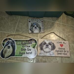 3 Assorted Dog Signs - Shih Tzus